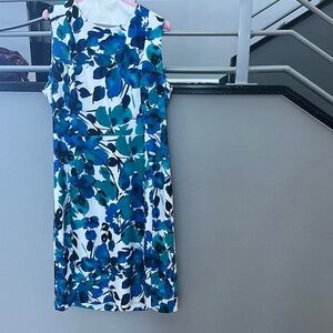 Calvin Klein Blue Sheath Dress with Crew Neck Size 16